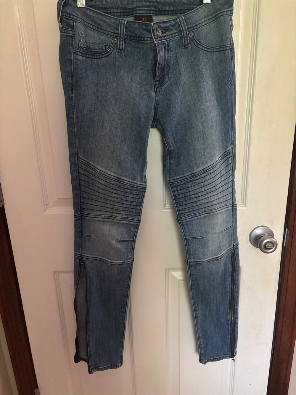 Road Warrior Motocross Ribbed Knee Skinny Jeans with Ankle Zips 27